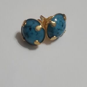 18k Gold filled Turquoise Blue Stud Earrings